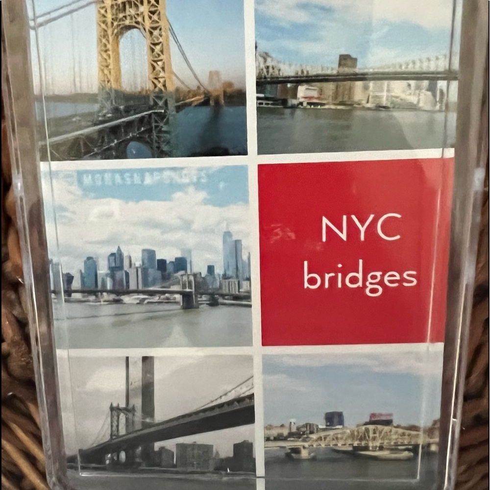 playing cards decorated with NYC bridges